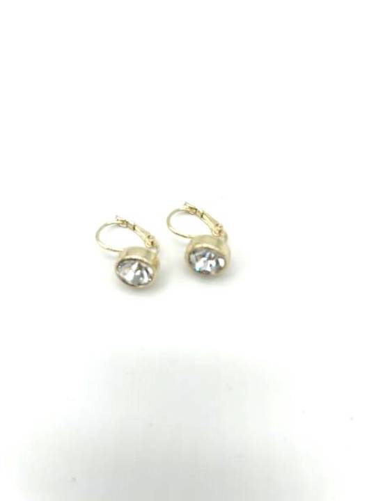 French Clip Diamond Earrings Light Gold